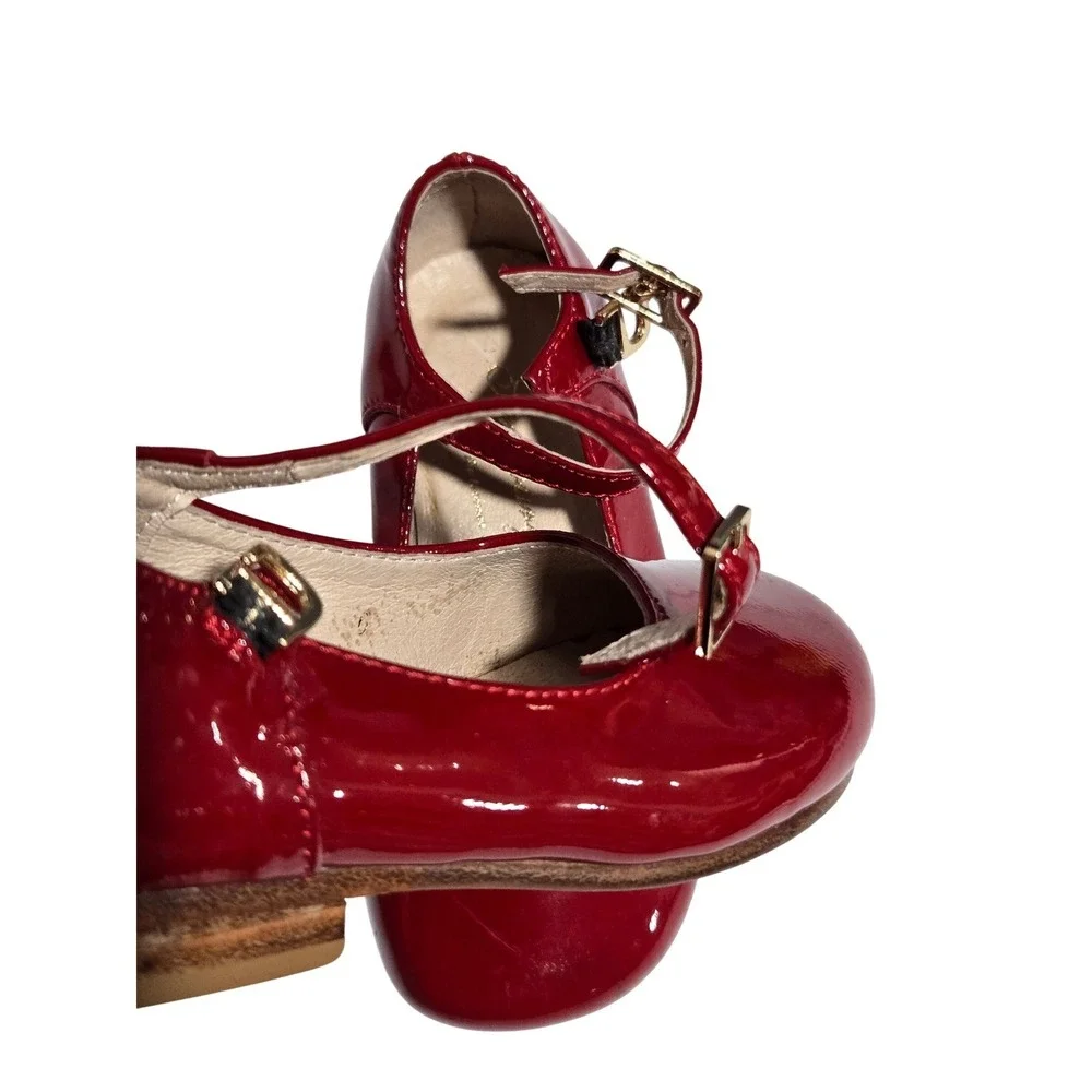 STRASBURG Red Patent Leather Mary Jane Flats Girls Shoes Size 6‎ Buckle Strap
